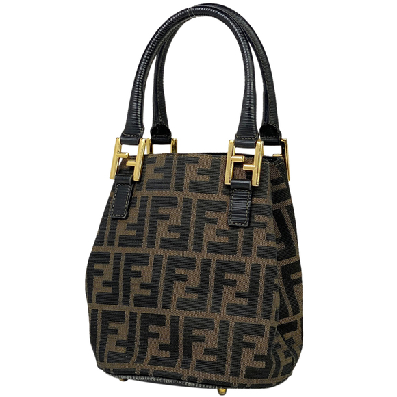 Fendi Zucca Pattern Bucket Type Canvas Handbag Brown - Picture 1 of 8